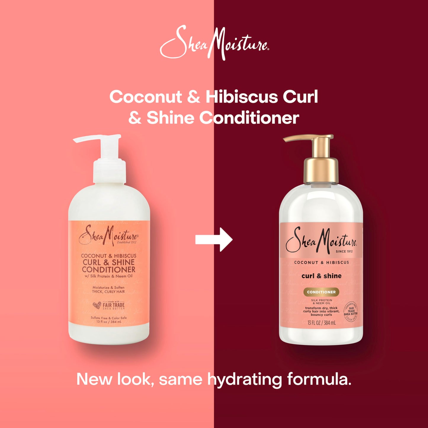 SheaMoisture Curl & Shine Conditioner Coconut & Hibiscus, for Thick, Curly Hair to Moisturize & Soften, 13 oz
