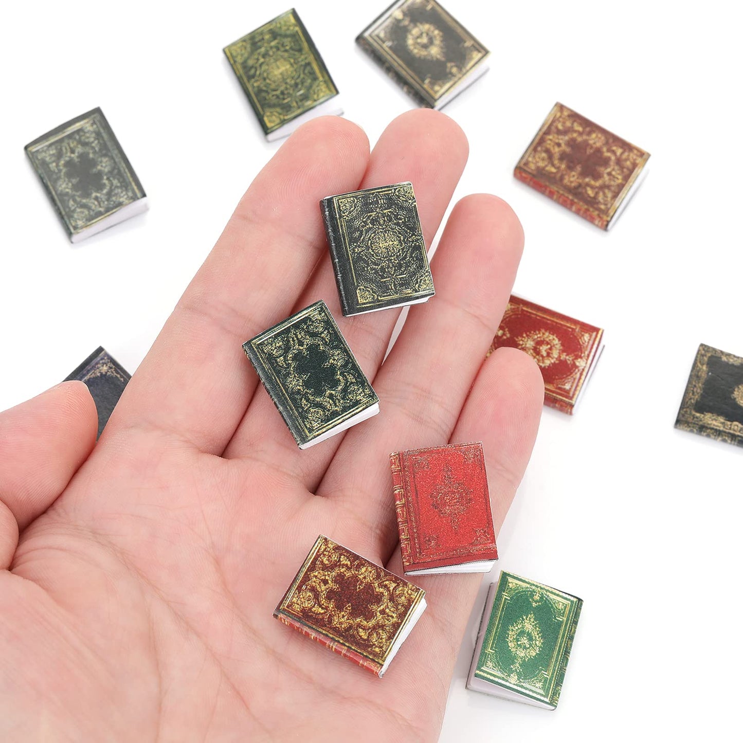 Molain 12 Pcs Miniature Dollhouse Books, 1:12 Scale Mini Books for Dollhouse Decoration, Pretend Play Accessories for Boys & Girls