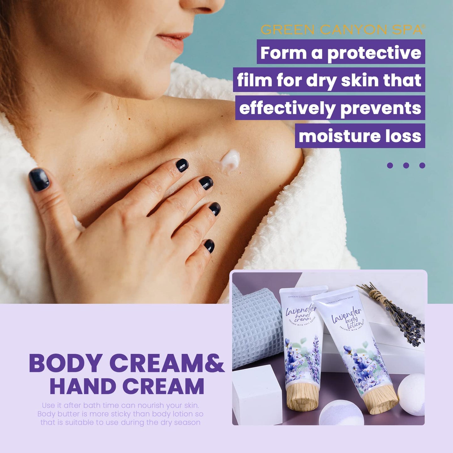 Green Canyon 11-Piece Lavender Spa Gift Set for Women – Bath, Body Lotion, Essential Oils, Relaxation Gift Basket for Her