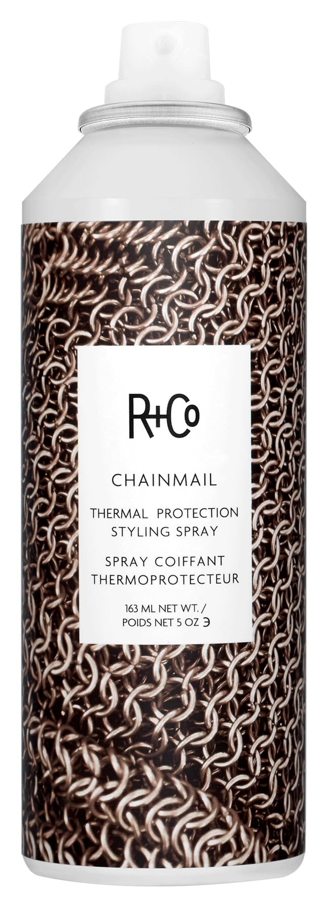 R+Co Chainmail Heat Protection Spray For Hair | Thermal Protection + Flexible Hold + Silky Shine | Vegan + Cruelty-Free | 5 Oz