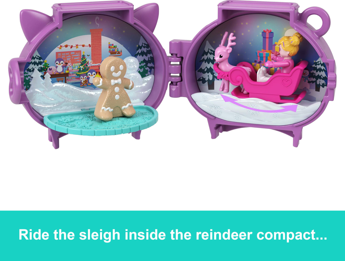 Polly Pocket Mini Toys, Holiday Stackable Compact Playset Bundle with Micro Doll, Accessories, Pet Animal, Travel Toy with Clip