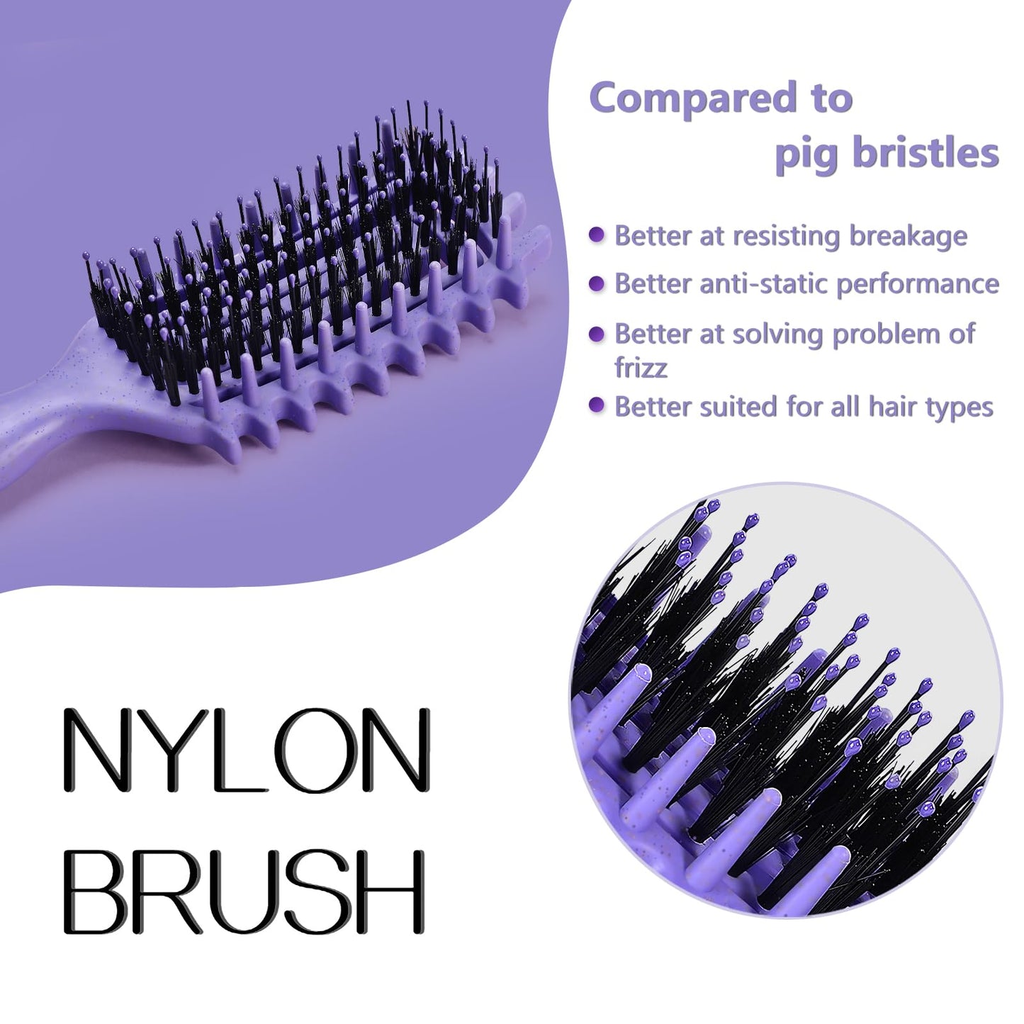 Curly Hair Brush,Curl Defining Brush for Effortlessly Defined Curls & Waves,Vented Hair Brush for Wet & Dry Hair,Women and Men,Reduces Frizz (Purple)