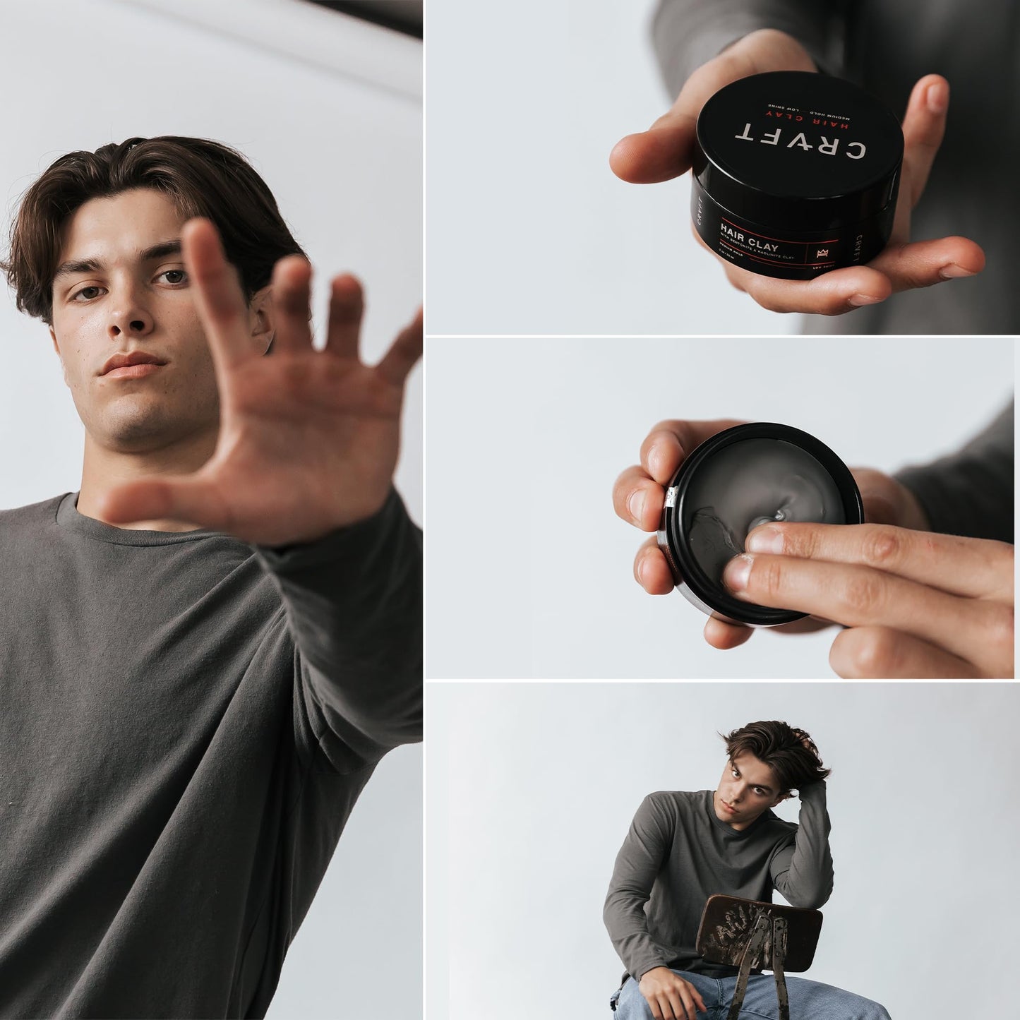 CRVFT Hair Clay 2oz | Medium Hold Matte Finish | Adds Volume & Texture | Reworkable Styling Clay for Short & Medium Hair | Unscented, Stylist Approved