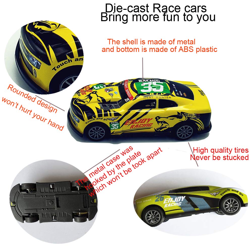 Himeeu Pull Back Racing Cars Die cast Race Car Vehicles,3 Inch Metal Friction Powered Car Toys for Toddlers, Set of 5 (Racing Cars)