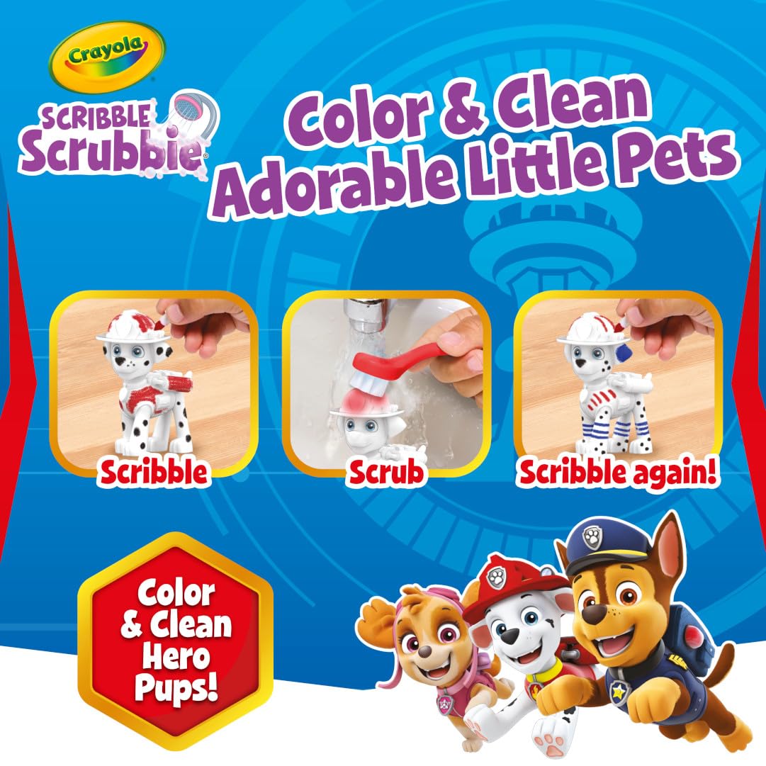 Crayola Scribble Scrubbie PAW Patrol Figurine Playset, Customizable PAW Patrol Toys & Gifts for Toddlers, Reusable Coloring Activity, Ages 3+
