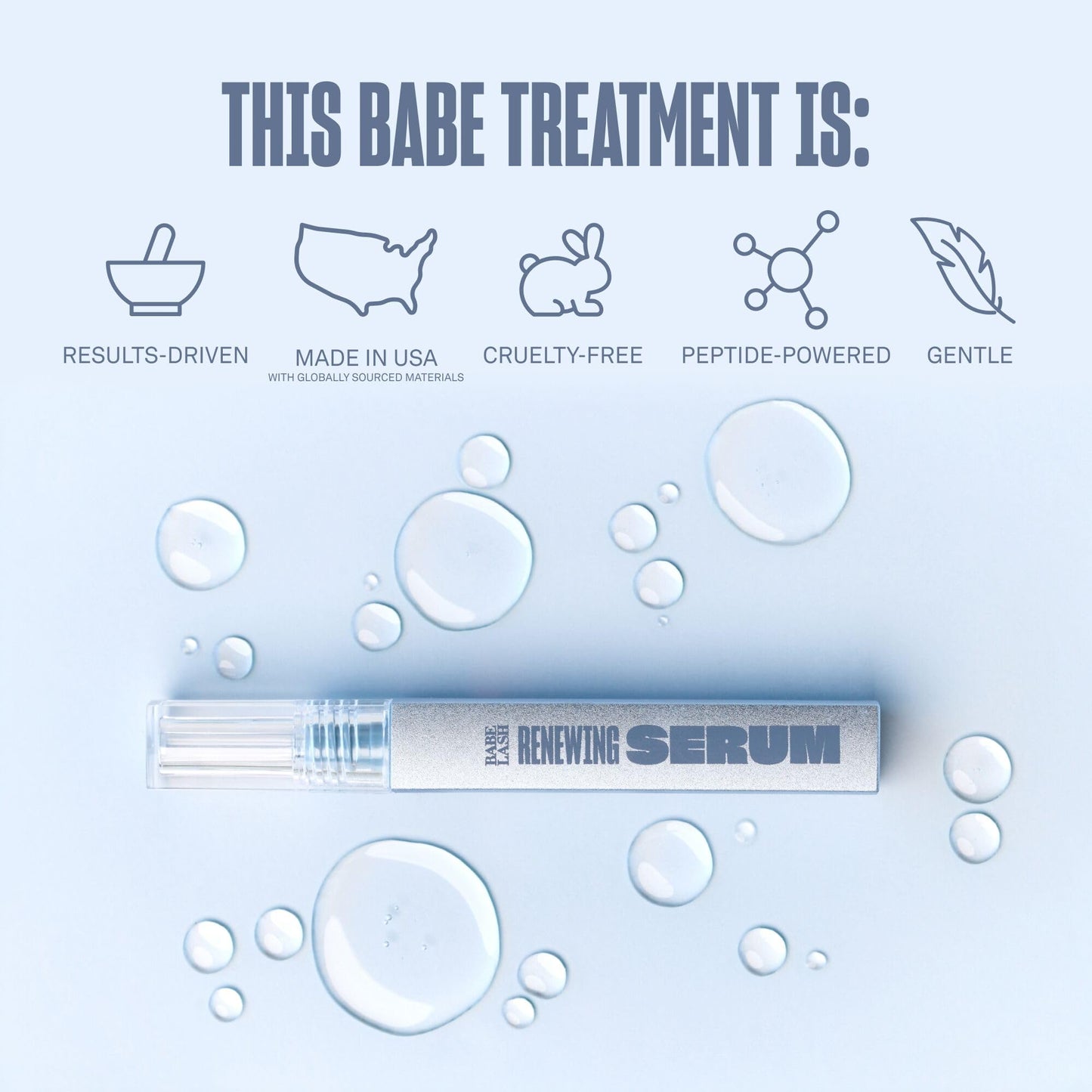 BABE ORIGINAL Renewing Lash Serum – Peptide Eyelash Treatment for Fuller, Longer Natural Lashes, Nourishing & Cruelty-Free