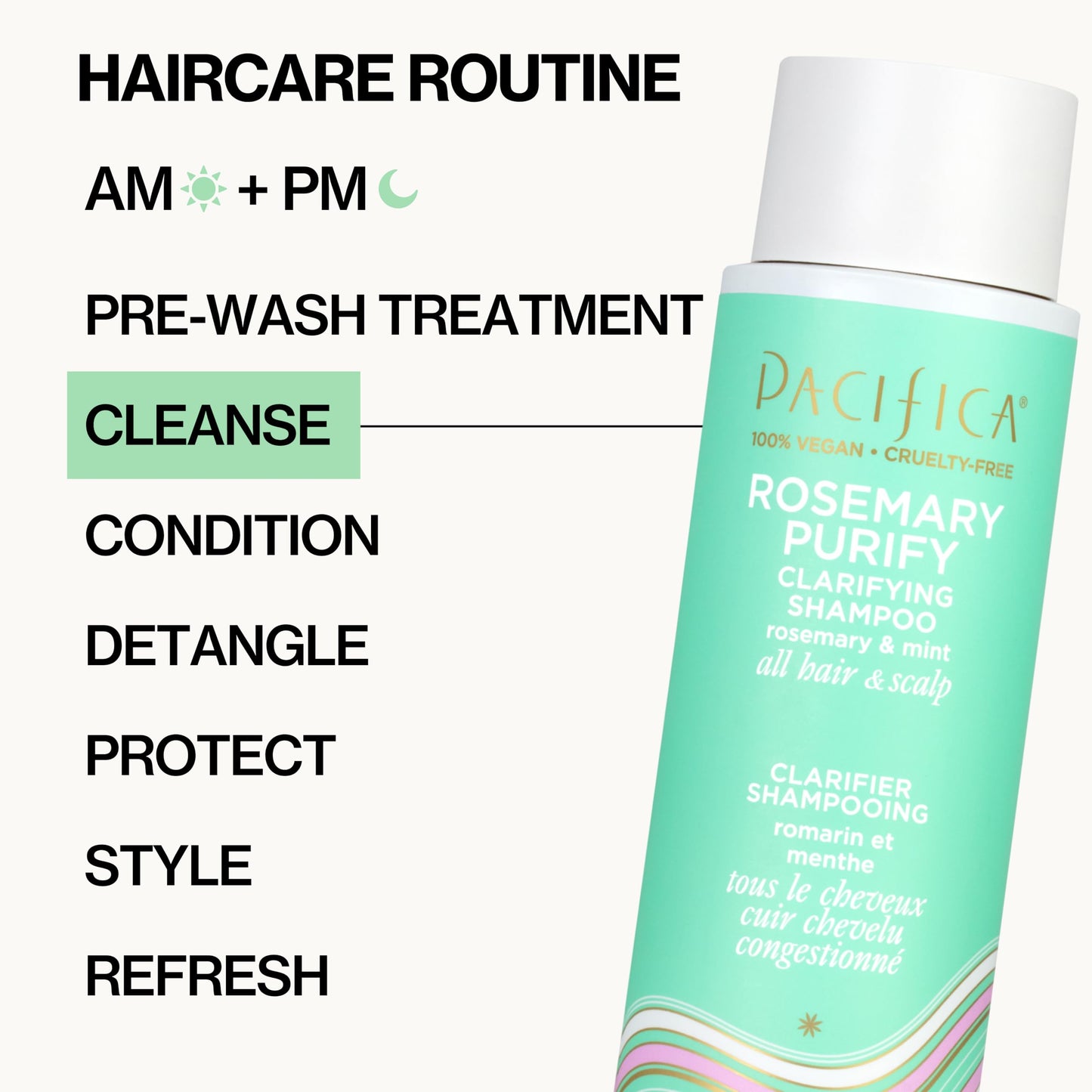 Pacifica Rosemary Purify Shampoo & Conditioner Set – Invigorating Mint Formula for Clarifying & Detox, Sulfate-Free, Vegan, 12oz & 8oz (2 Pc)