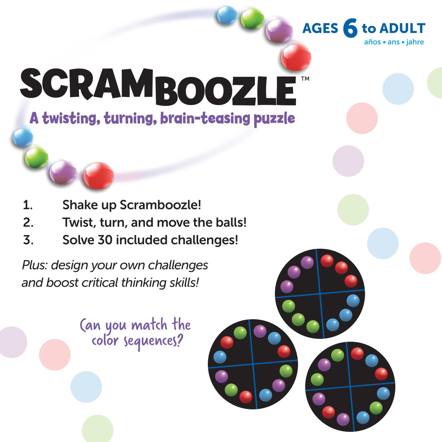 Learning Resources Scramboozle Puzzle Ball – 3D Brain Teaser Game for Kids & Adults, Fidget Puzzle Sort Ball, Travel Toy for Ages 6+