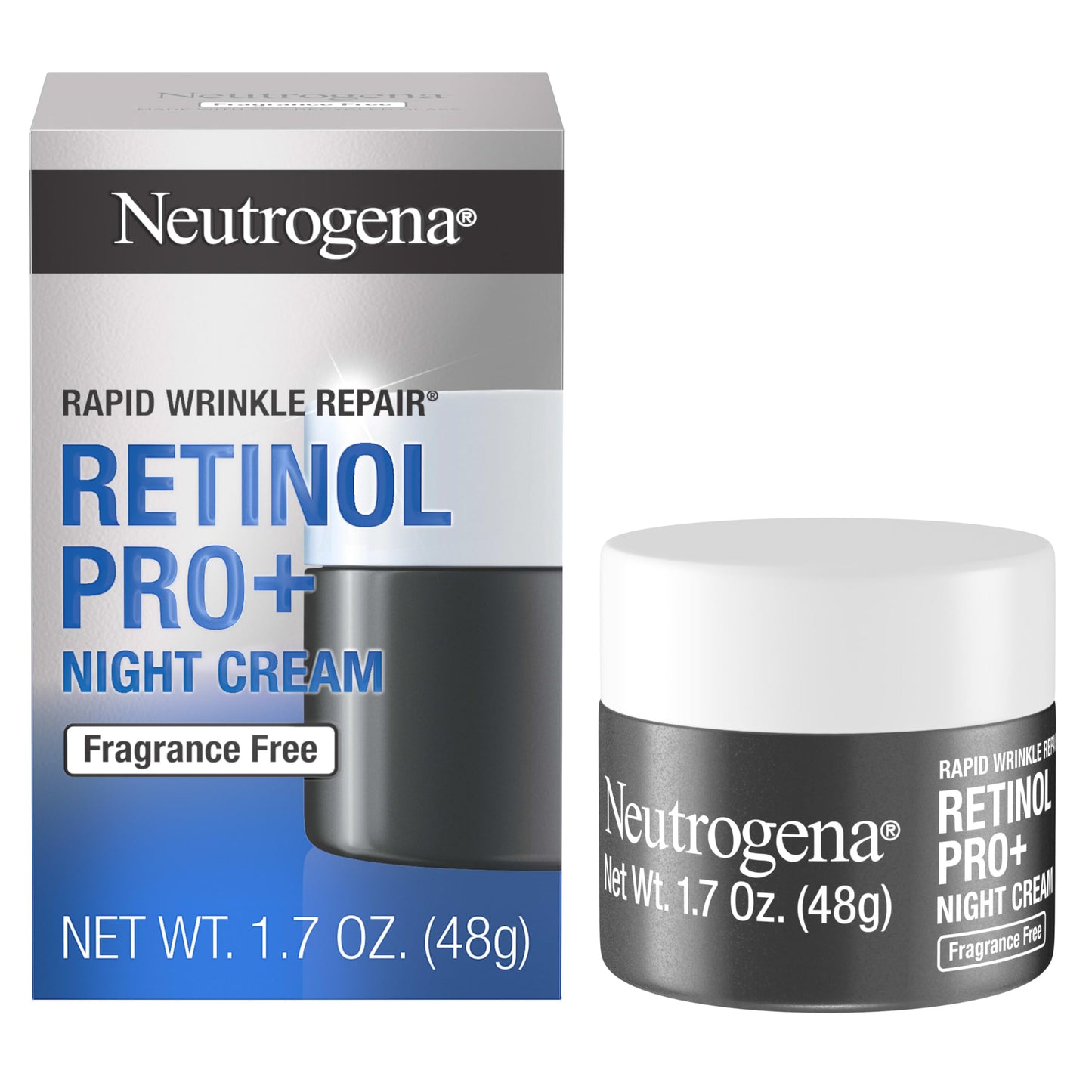 Neutrogena Retinol Pro+ Night Moisturizer – Rapid Wrinkle Repair Anti-Aging Cream for Face & Neck, Fragrance-Free, 1.7 oz