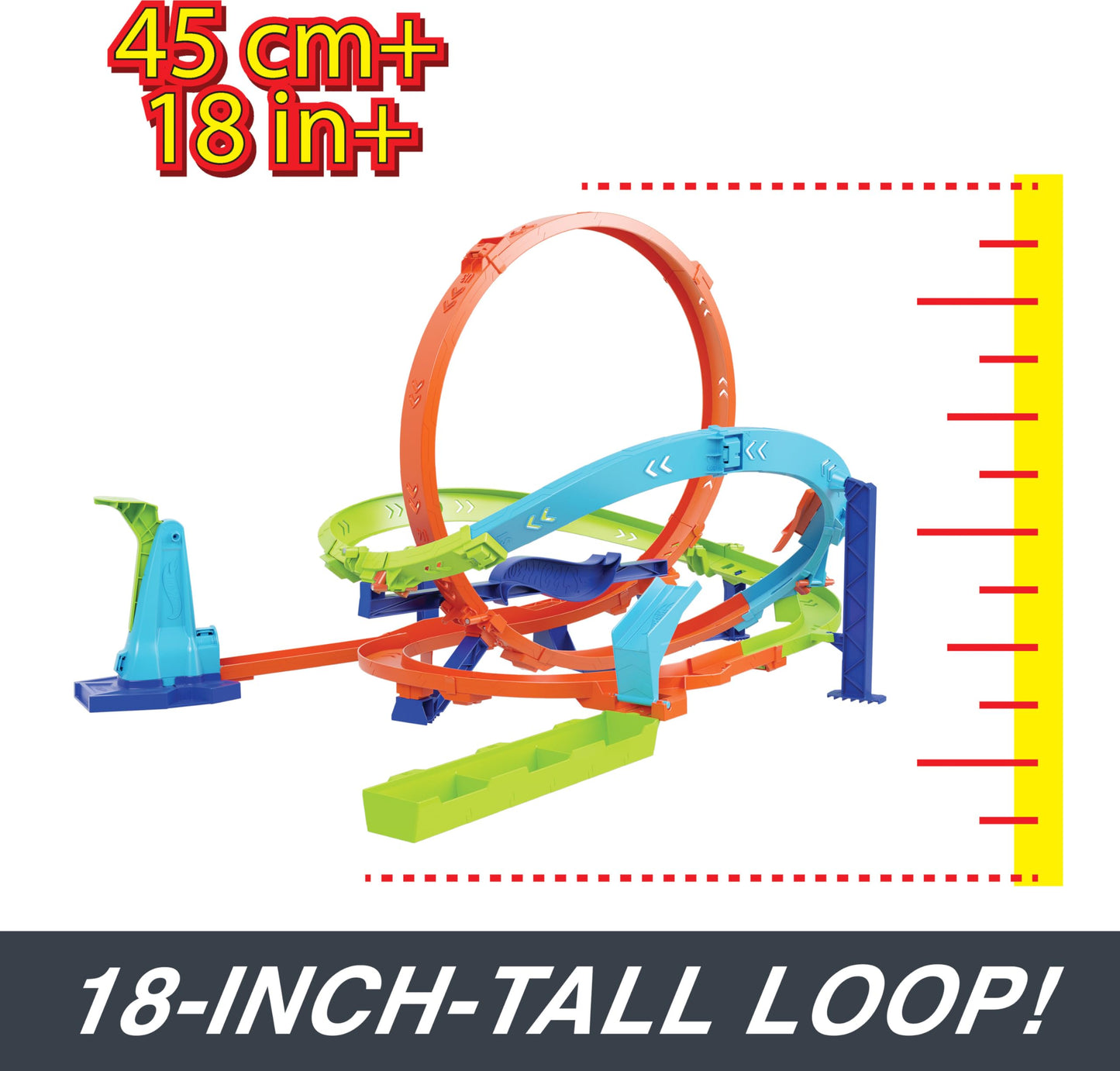Hot Wheels Toy Car Track Set, Action Loop Cyclone Challenge, 18-in Tall, 2 Ways to Play & Easy Storage, with 1:64 Scale Vehicle