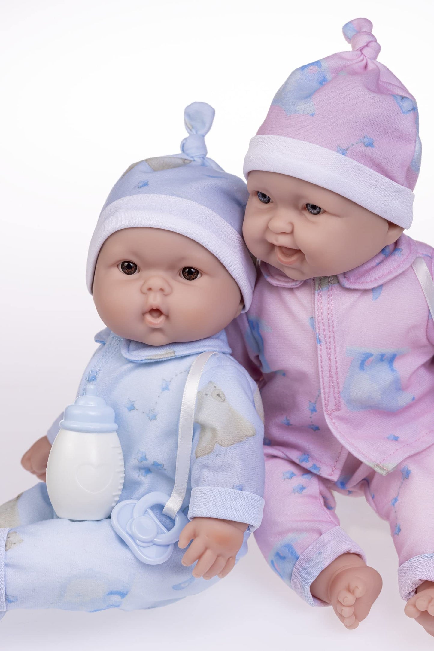 JC Toys 13" Realistic Soft Body Twin Baby Dolls Set by Berenguer Boutique – Removable Outfits & Accessories, Pink & Blue, Ages 2+