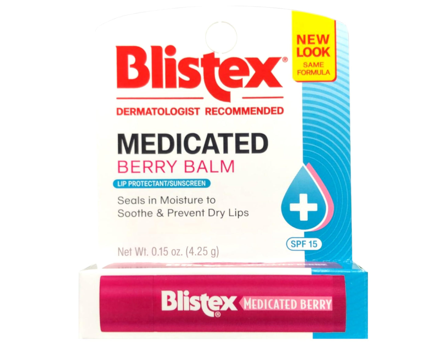 Blistex Medicated Berry Balm Lip Protectant and Sunscreen SPF 15, Soothes and Prevents Dry Chapped Lips, 0.15 oz