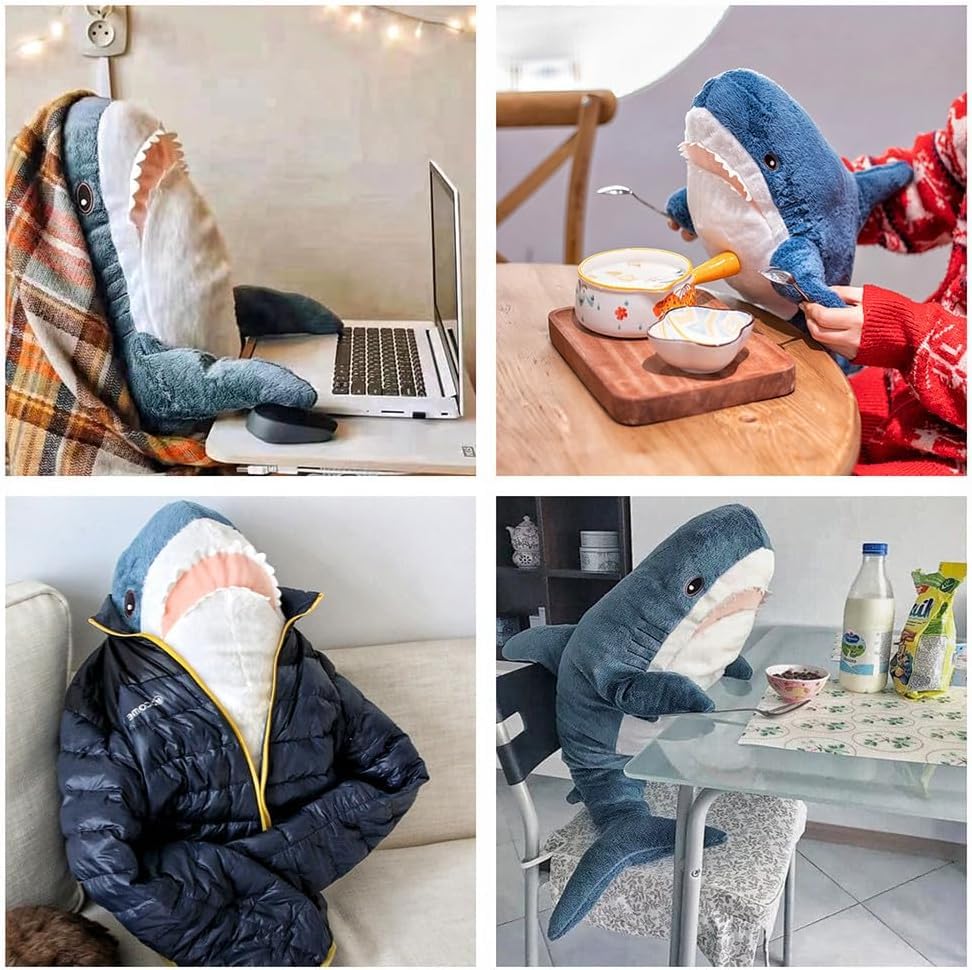 XIAOHONG 39" Giant Shark Plush Toy – Soft Chubby Shark Pillow, Stuffed Animal Cushion for Kids’ Room Décor & Stress Relief Gift