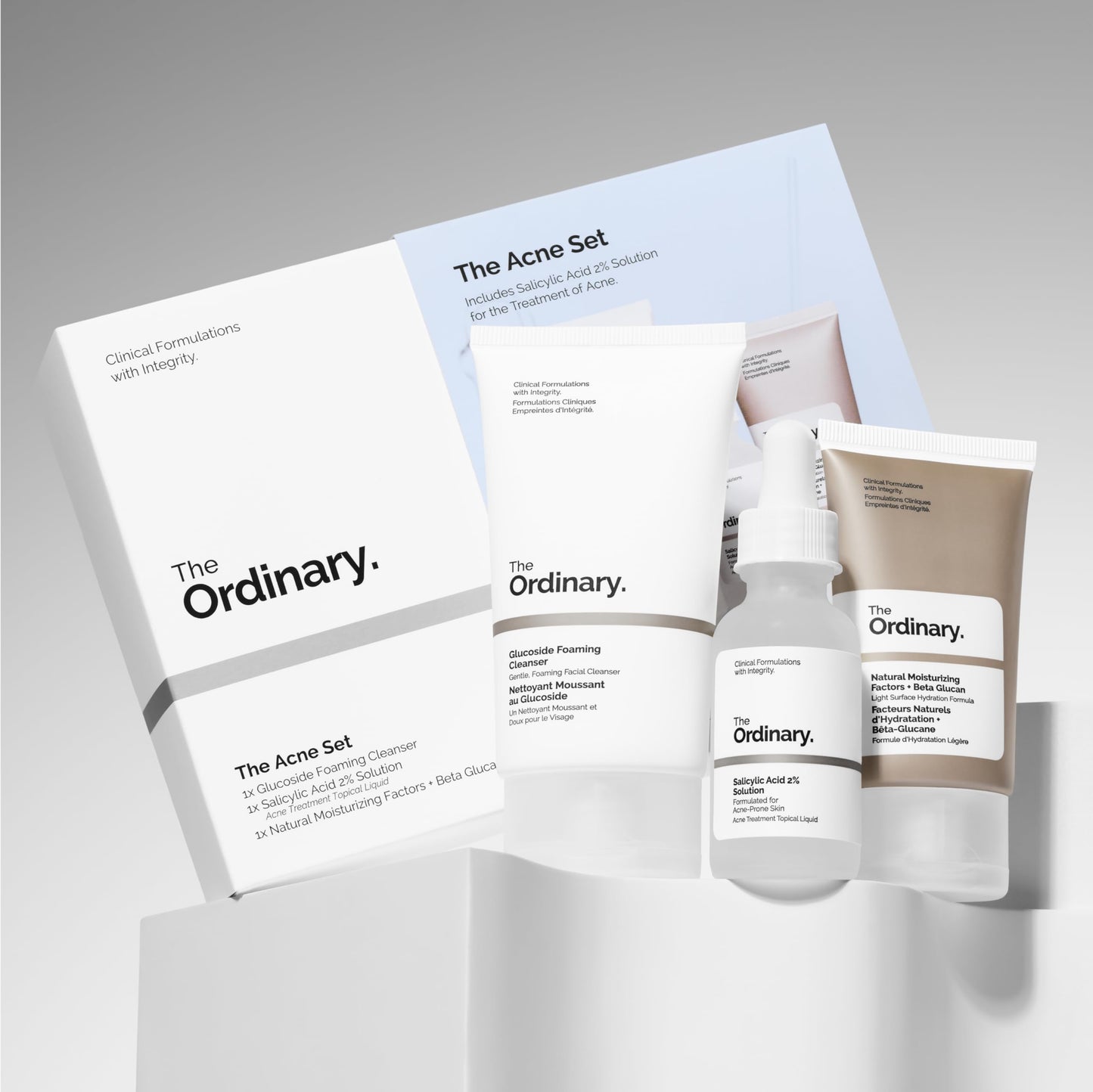The Ordinary The Acne Set - 3-Step Routine with Glucoside Foaming Cleanser, Salicylic Acid 2% Solution & Natural Moisturizing Factors + Beta Glucan