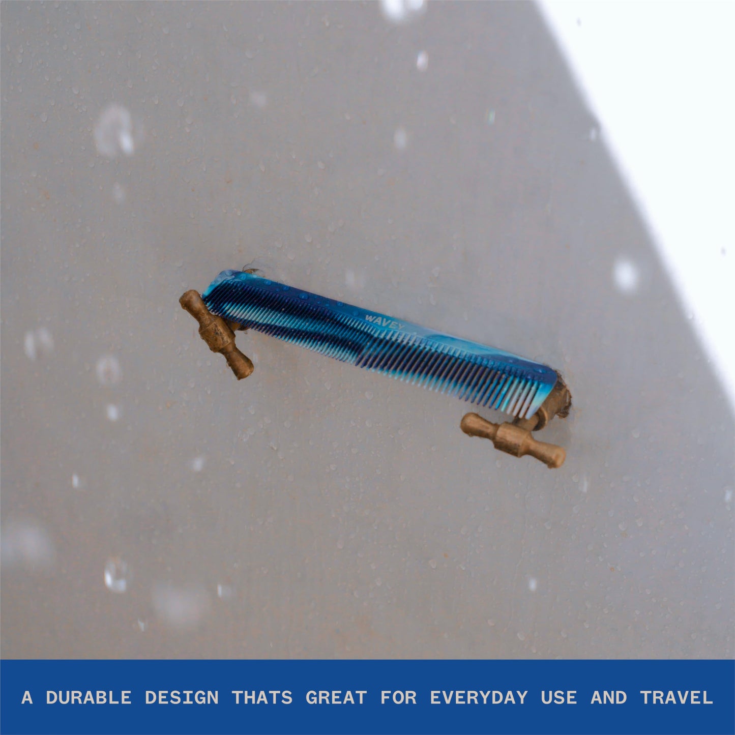 WAVEY 7" Hair Comb for Men & Women - Wide & Fine Tooth Comb for Thick, Thin, Curly, Straight Hair - Recycled Ocean Plastic, Travel-Friendly, Blue