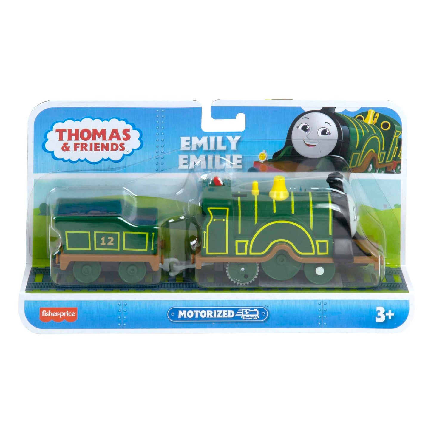 Thomas & Friends Motorized Toy Train Emily Battery-Powered Engine with Tender for Pretend Play Preschool Kids Ages 3+ Years