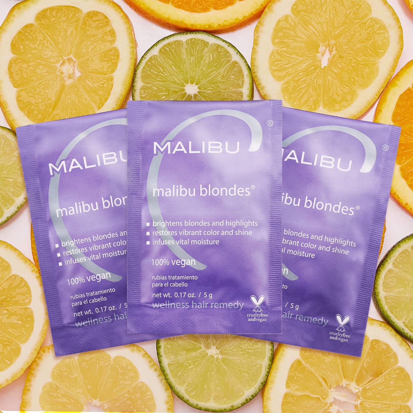Malibu C Blondes Wellness Remedy (3 Packets) – Removes Brassiness & Discoloration from Blonde, Highlighted, or Bleached Hair, Restores Shine & Vibrance