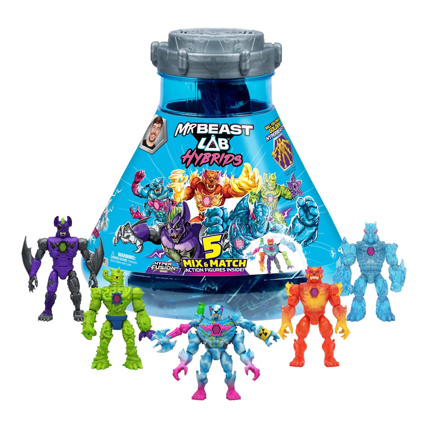 MRBEAST LAB Hybrids Mega Pack – Mix & Match 5 Action Figures, Reveal 30+ Beasts, Mega Torso Panther Experiment with Real Colors