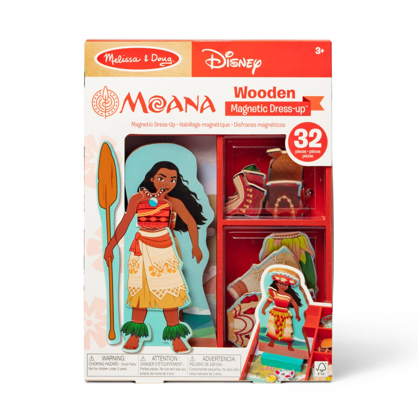 Melissa & Doug Disney Princess Moana Magnetic Dress-Up Wooden Doll Pretend Play Set (30+ pcs)