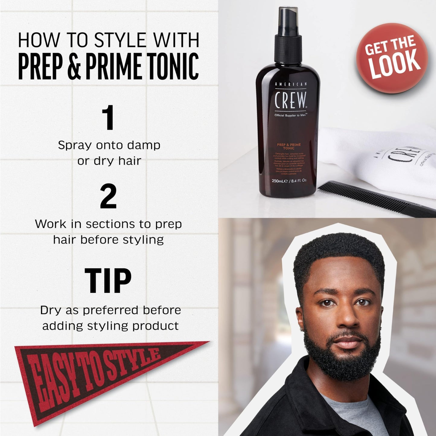 AMERICAN CREW Prep & Prime Tonic, 8.4 Fl Oz