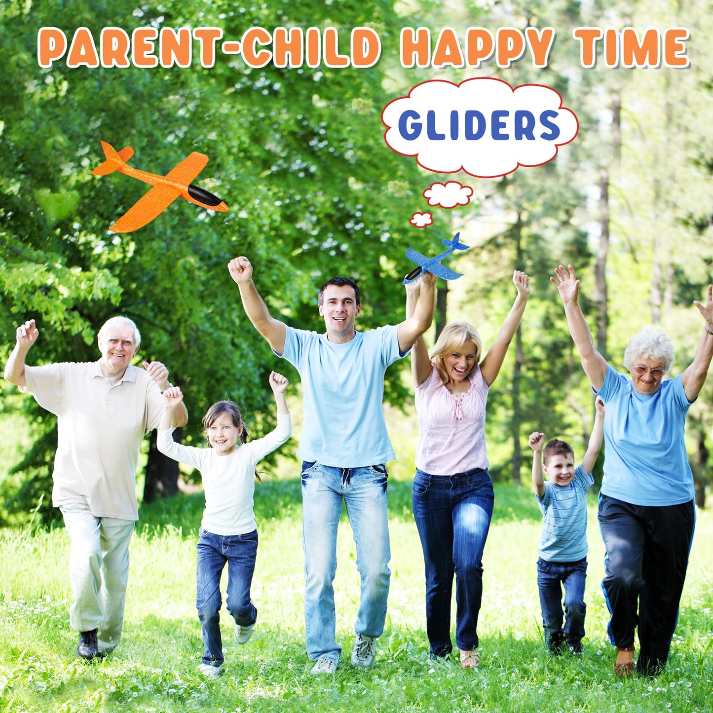 VCOSTORE 2-Pack 13.3" Foam Airplanes for Kids – Throwing Glider Planes Toy for Boys & Girls Ages 3-12, Outdoor Flying Fun