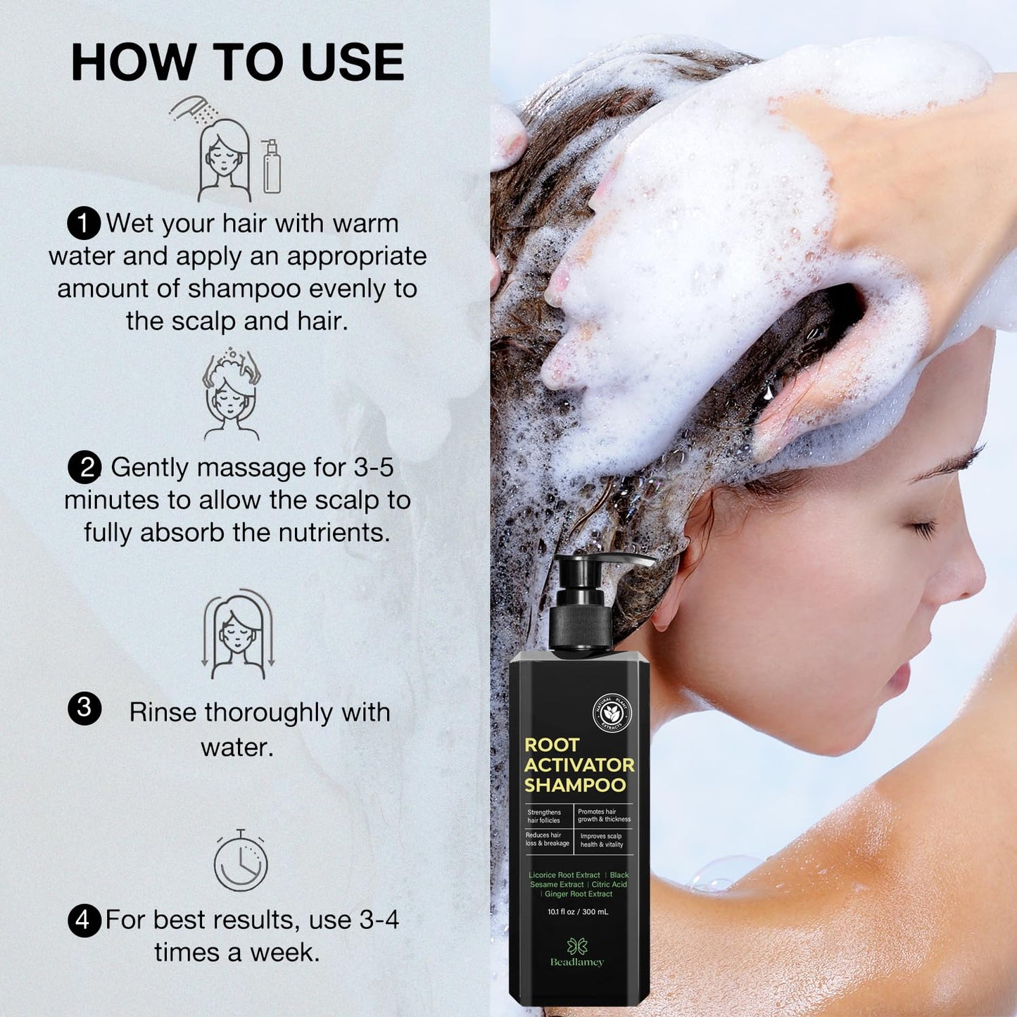 Root Activator Shampoo for Men: Hair Growth Shampoo for Hair Loss and Thinning Hair - 10.1 fl oz / 300 mL