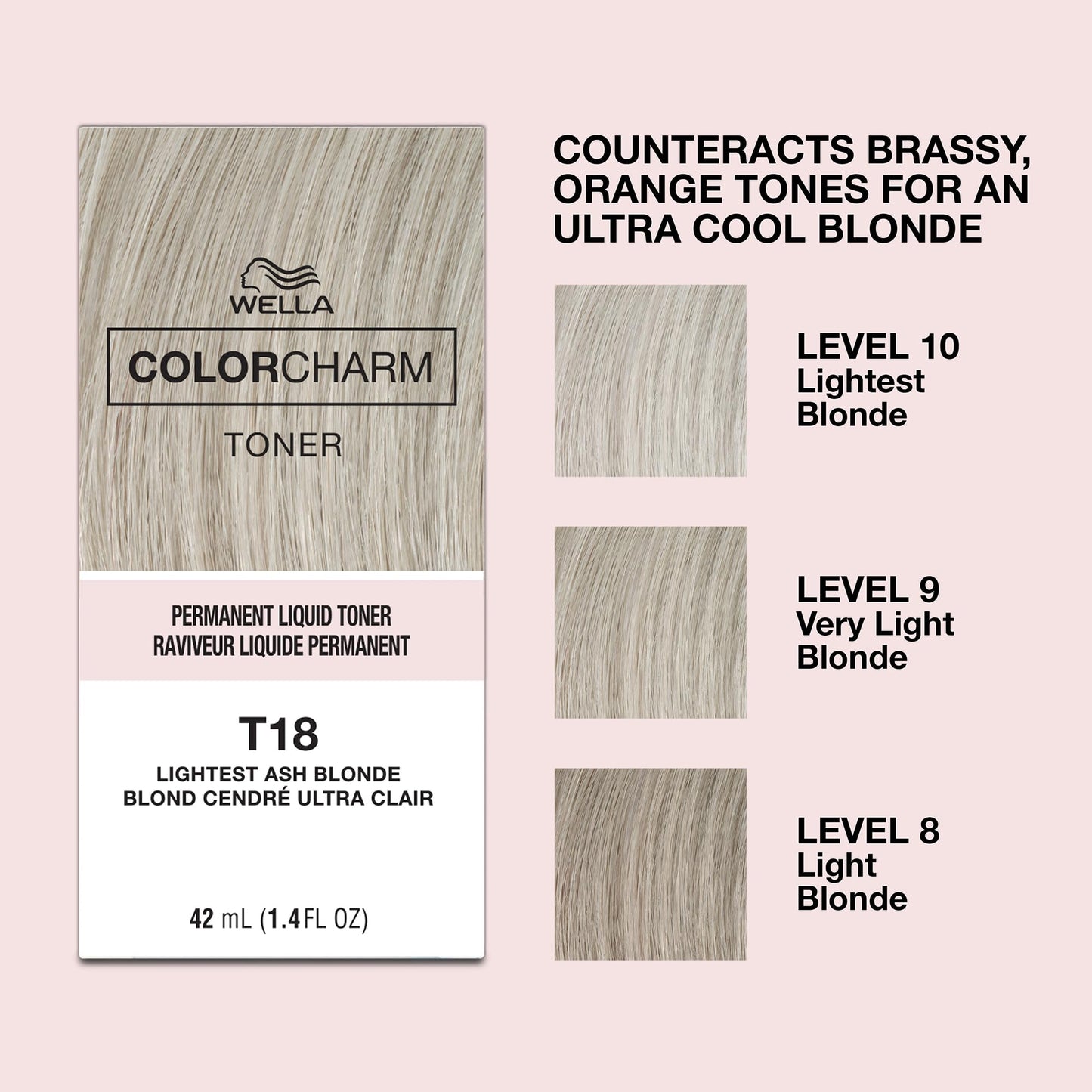 COLORCHARM Permanent Liquid Toners | Neutralize Brass | Free of Parabens | Vegan | T18 Lightest Ash Blonde | 1.4 Fl Oz