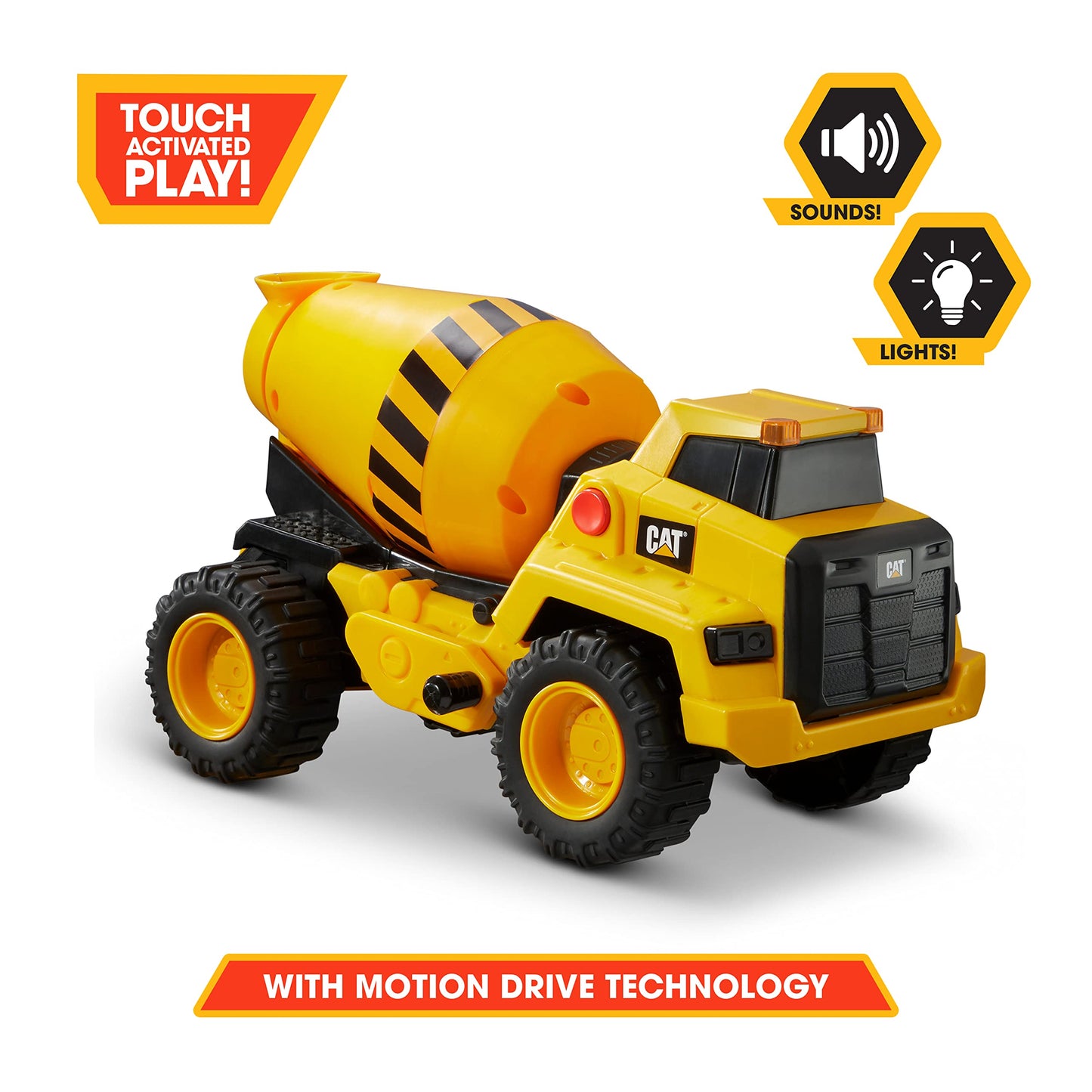 CAT Construction Toys, 11.5" Power Haulers Cement Mixer with Lights, Sounds, Motion Drive Technology & Working Features for Kids Ages 3+