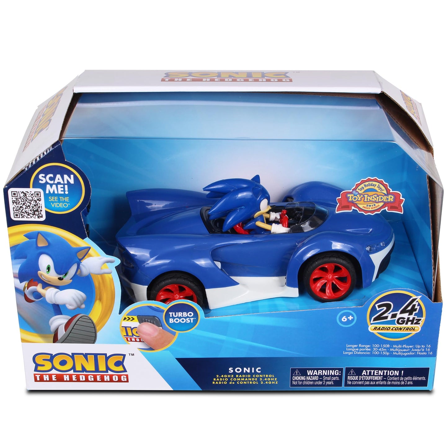 NKOK Team Sonic Racing 2.4GHz RC Car with Turbo Boost, Working Lights, Adjustable Wheels, Fun & Easy, Sonic The Hedgehog 601, Ages 6+