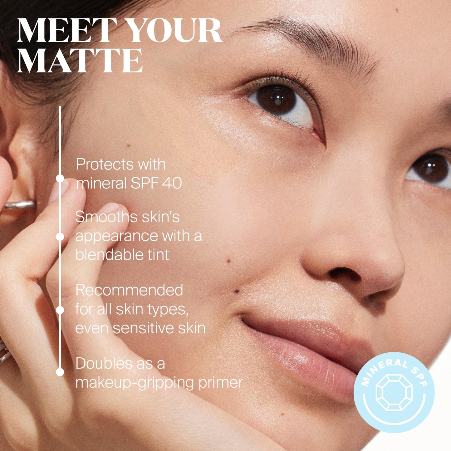 Supergoop! Mineral Mattescreen SPF 40 Face Sunscreen - 100% Mineral, Oil-Free, Pore-Minimizing, Shine Control, Water & Sweat Resistant, 45mL