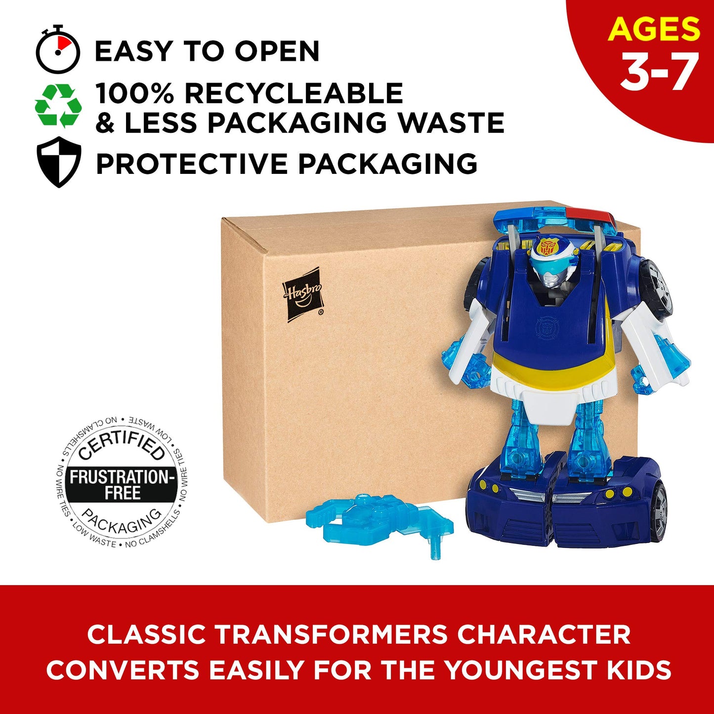 Transformers Playskool Heroes Rescue Bots Energize Chase The Police-Bot Action Figure, Ages 3-7 (Amazon Exclusive)