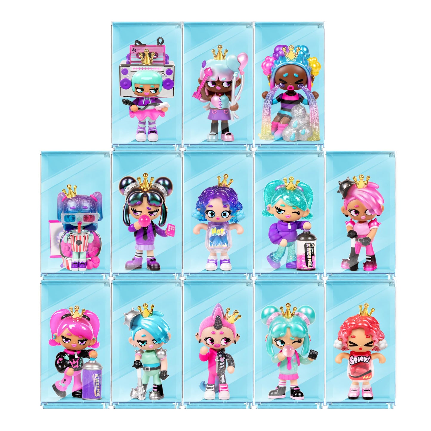 XOX KWEENIE Fearless Kweens Series Premium Figurine and Display Case, 4 Inch/Approx 10cm Tall Collectible Art-Toy, 3 Pack, Every Kween is Unique