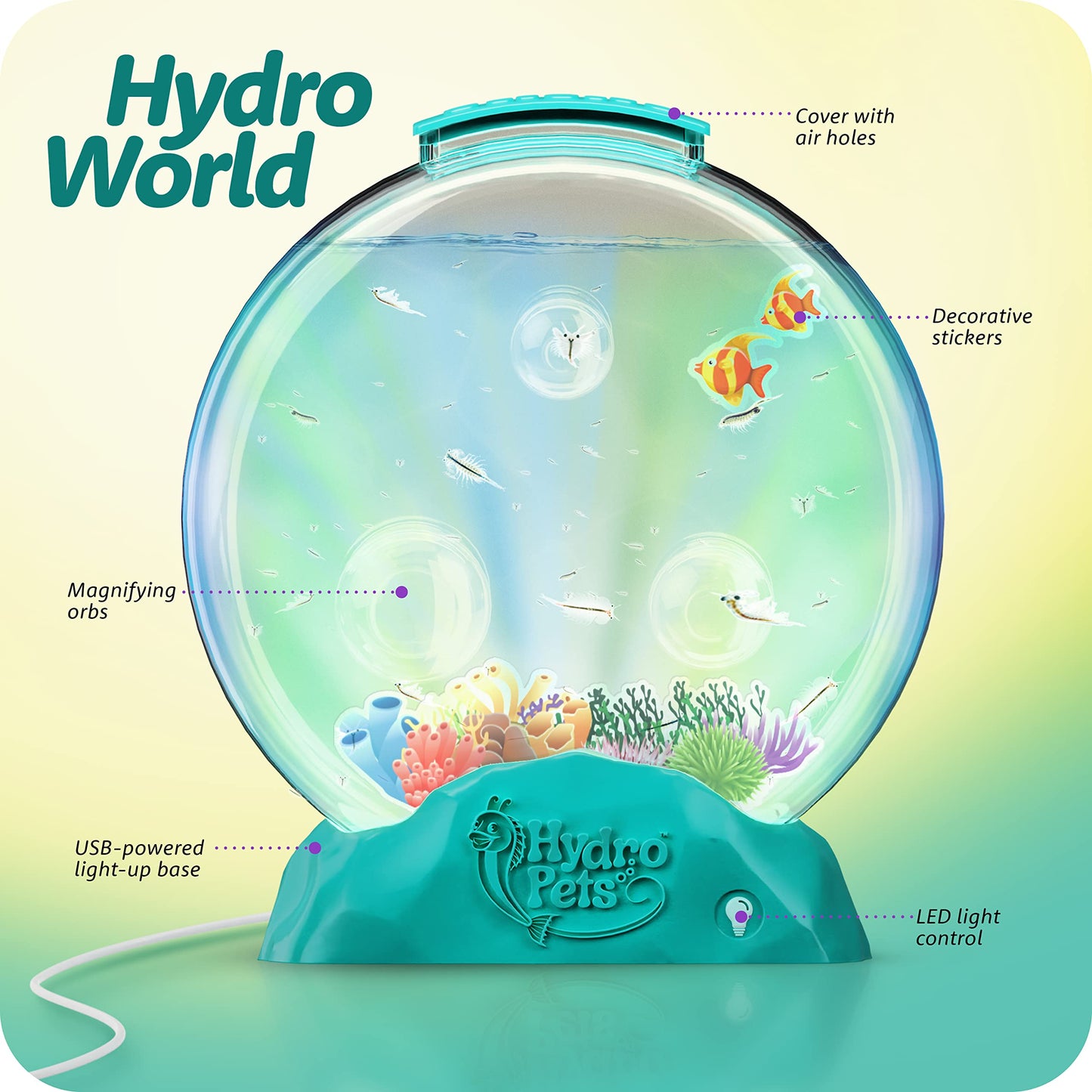 HydroPets Live Sea Pets Habitat Kit with Light-Up Tank – STEM Science Toy for Kids 6-12+ | Hatch, Grow & Explore Aquatic Pets