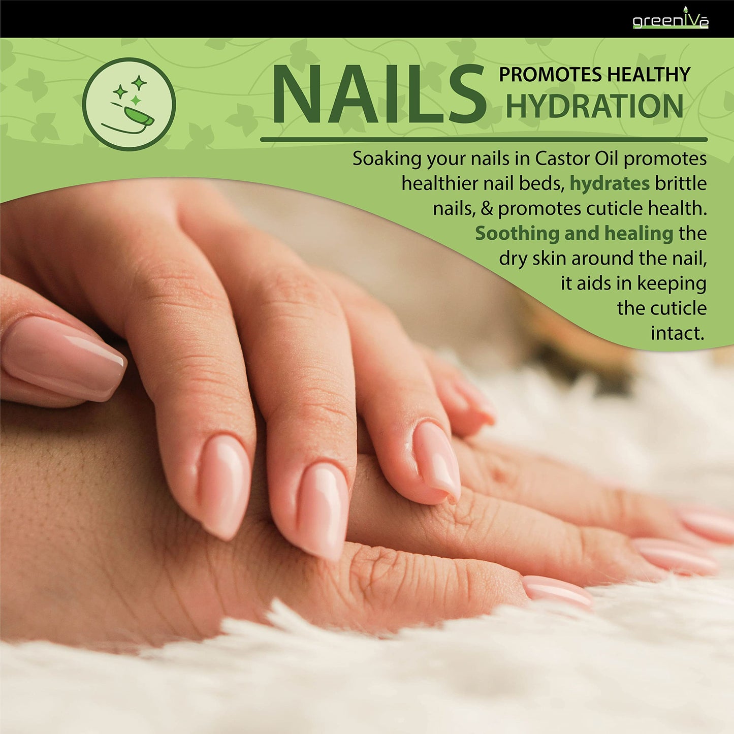 GreenIVe Castor Oil 100% Pure 4 fl oz Bottle Cold Pressed, Hexane Free, Eyelash and Eyebrow Growth Serum, Skin Moisturizer Detox and Wraps