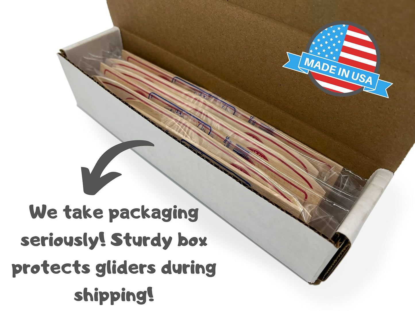 Fred's Flyers Balsa Wood Airplane Gliders – 5 Pack – Made in USA – Guaranteed to Arrive Unbroken