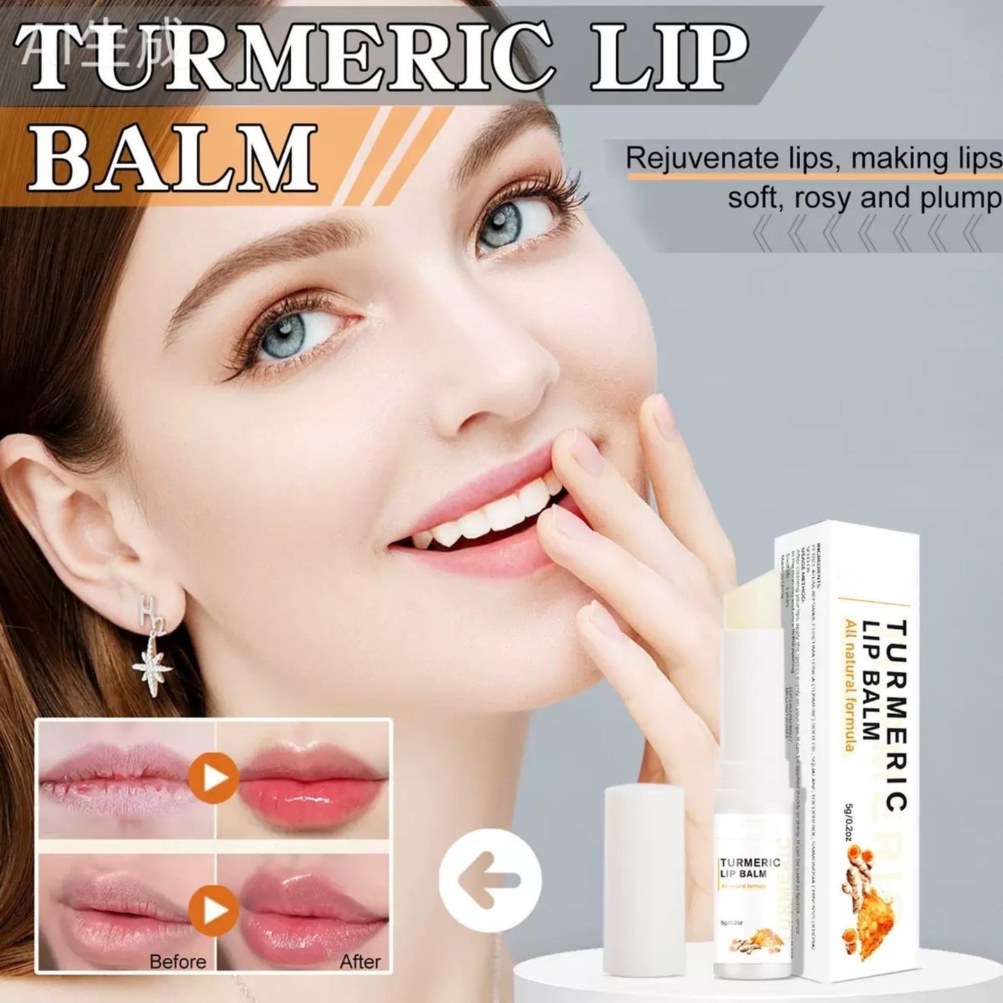 2PCS Turmeric Lip Scrub & Balm Set – Exfoliator for Dark Lips, Moisturizer for Smokers, Softens, Hydrates & Reduces Fine Lip Lines