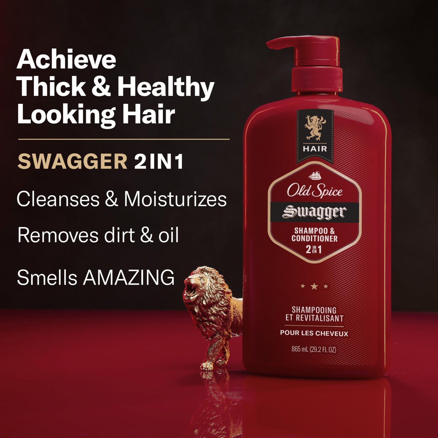 Old Spice Swagger 2-in-1 Shampoo & Conditioner for Men, Cedarwood Lime Scent, Moisturizes & Strengthens Hair, Barbershop Quality, 29.2 Fl Oz, 2 Pack