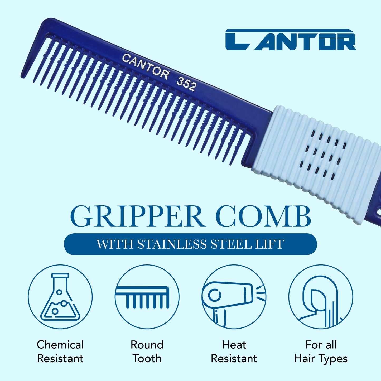 Cantor Lift Teasing Comb and Hair Pick 2 Pack, Stainless Steel Lifts - Anti Static Comb For All Hair Types