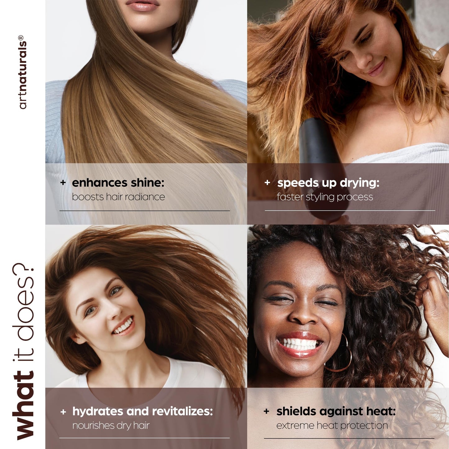 Artnaturals Thermal Hair Protector Spray 8 Fl Oz | Argan Oil Heat Protectant for Flat Iron & Styling | Prevents Damage, Breakage & Split Ends | Sulfate Free