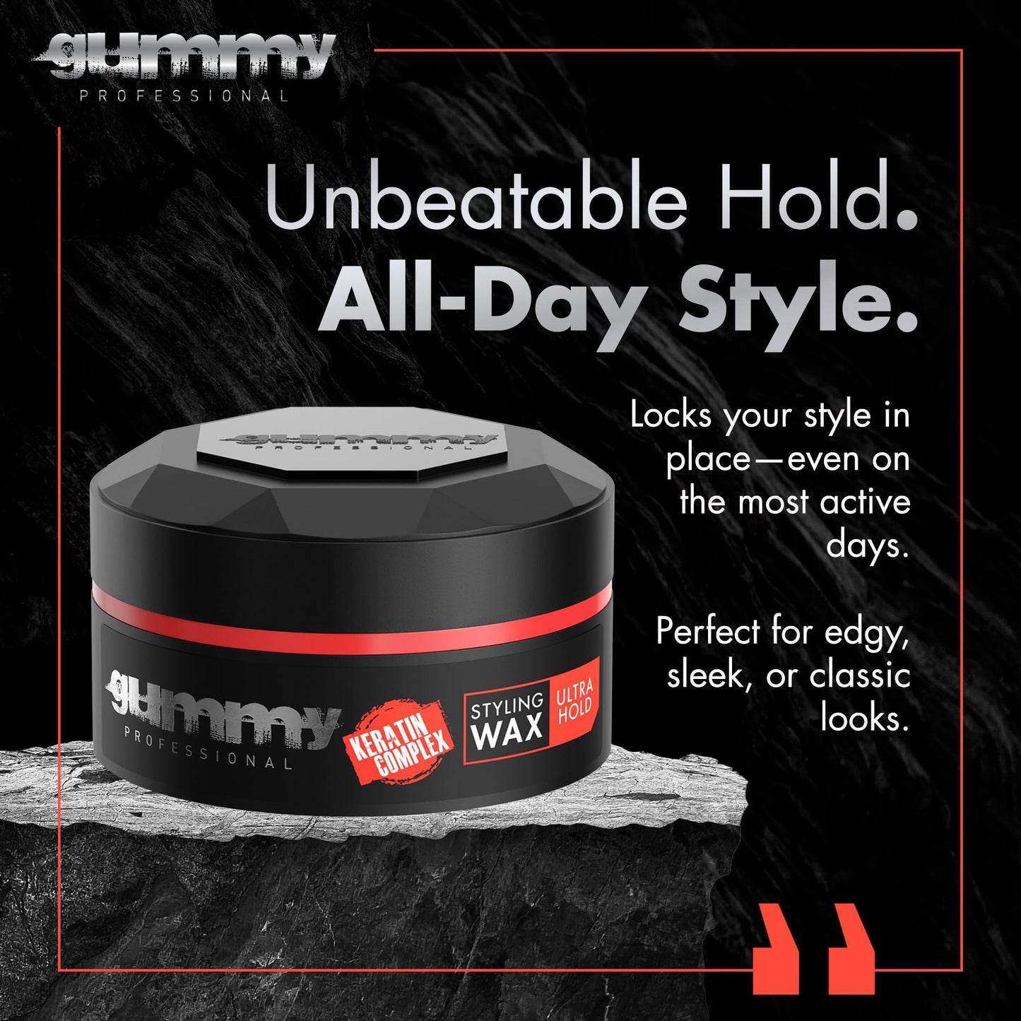 Gummy Professional Hair Wax for Men – Ultra Hold Water-Based Pomade with Provitamin B5 & Keratin – Texturizing Clay Paste, Alcohol-Free, 150ml