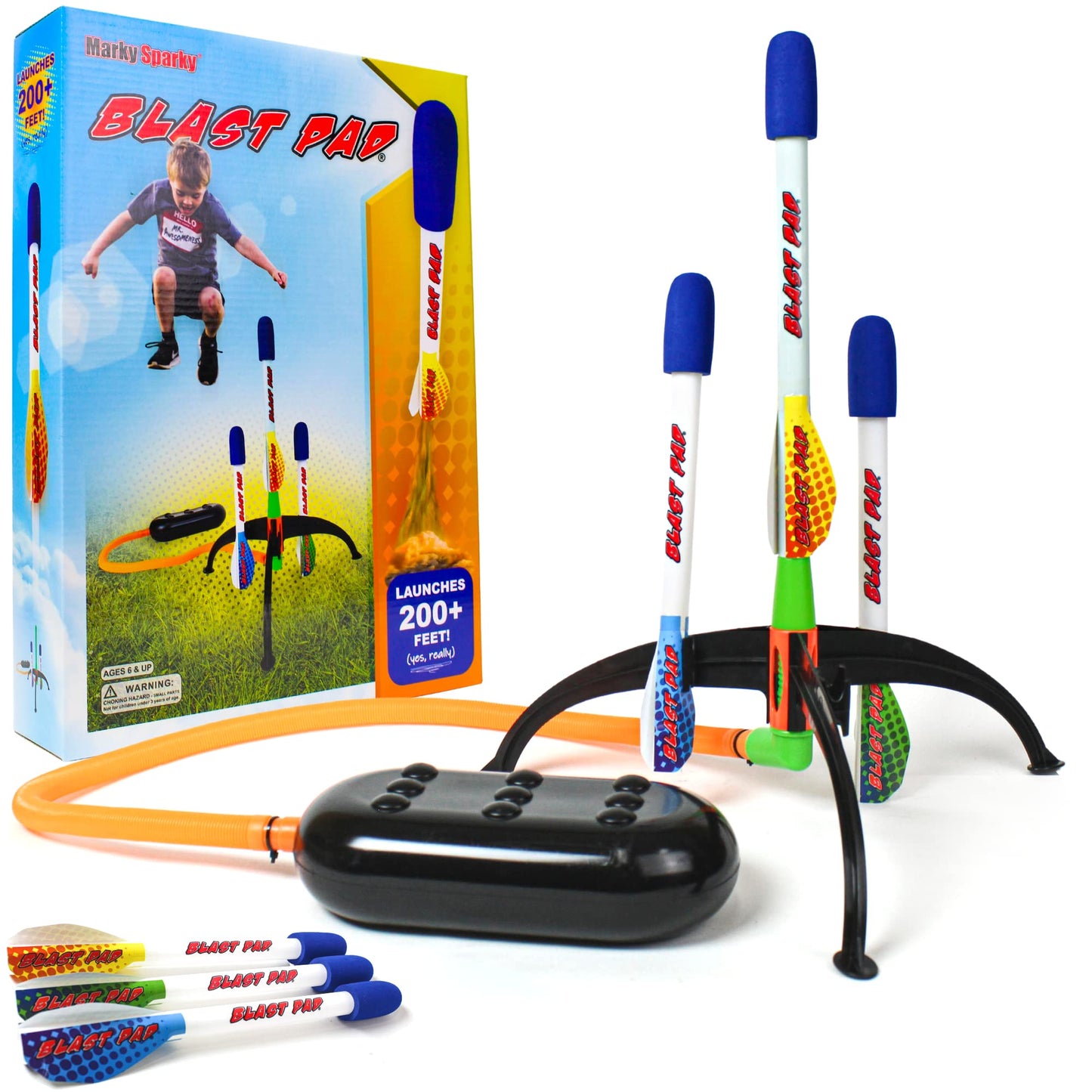 Marky Sparky Blast Pad Rocket Launcher – USA Design, Super Durable Stomp Pad & Rockets, Highest Flying Outdoor Toy for Kids Ages 6+
