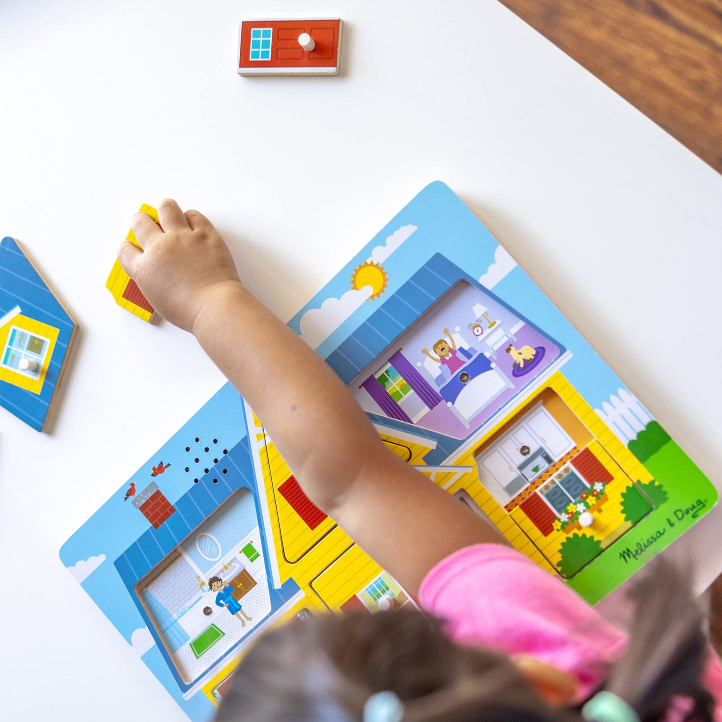 Melissa & Doug Around The House Sound Puzzle - Wooden Peg Puzzle (8 pcs)