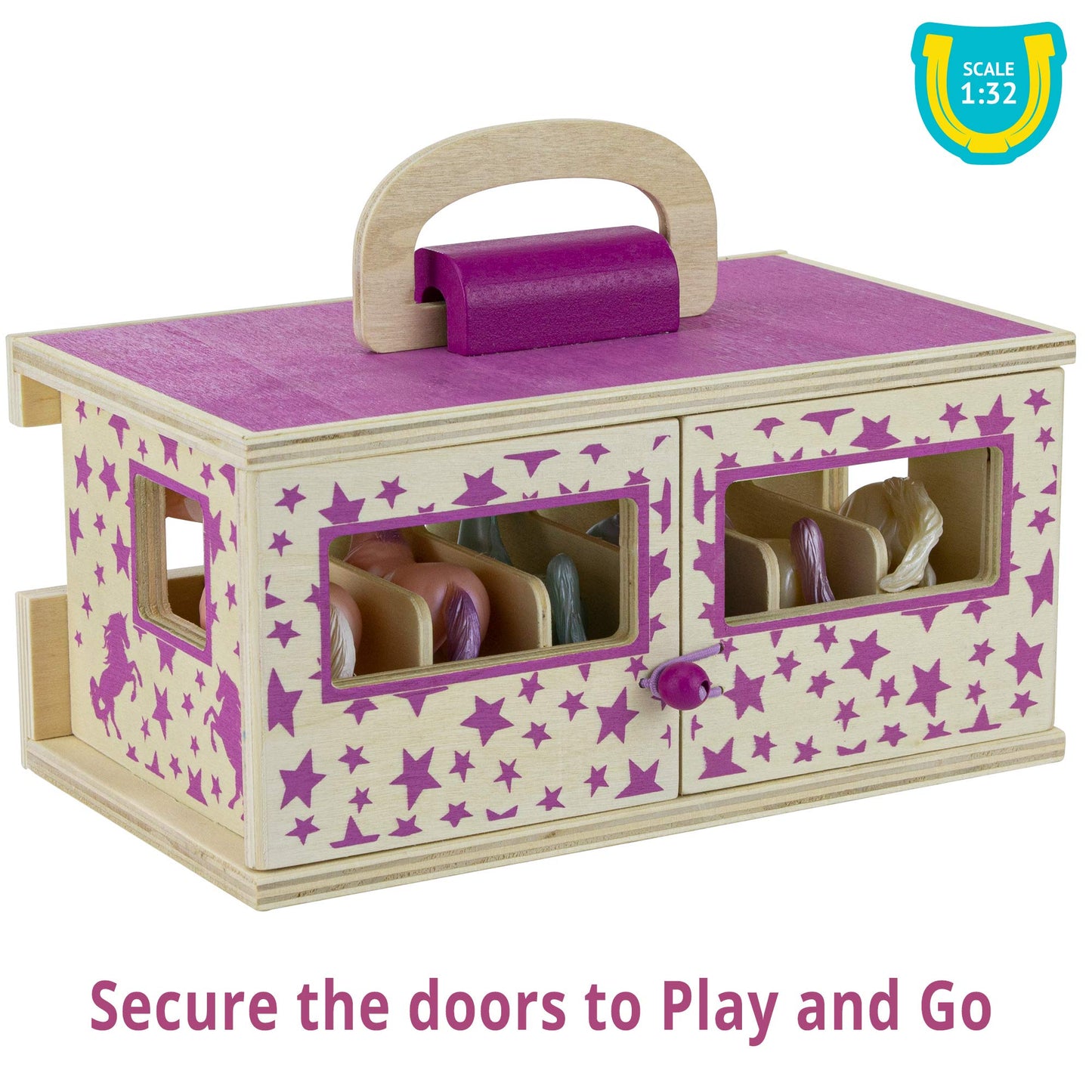 Breyer Unicorn Magic Wooden Carry Stable Playset with 6 Hand-Painted Unicorns – Toys & Gifts for Girls Ages 4–8