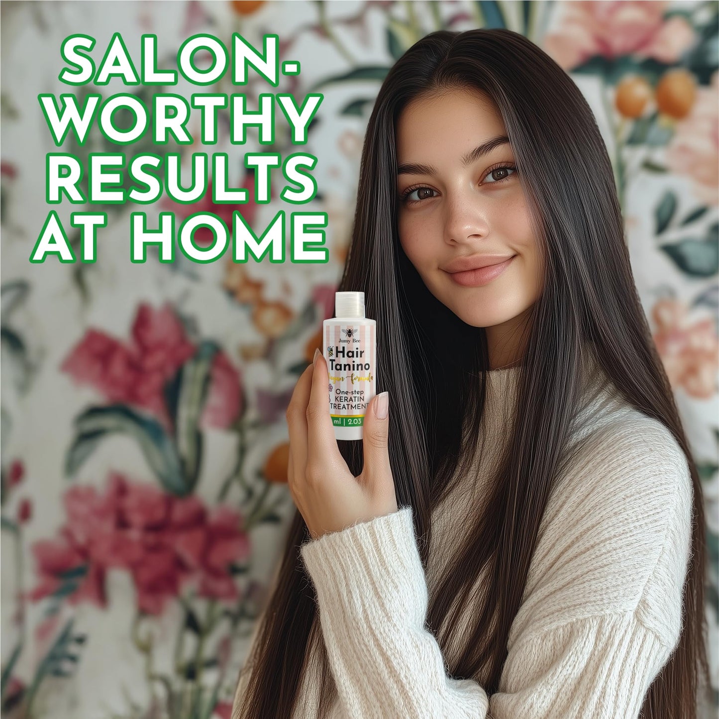 Jumybee Tanino Keratin Hair Straightening Treatment – Smoothing, Hydrating & Repairing with Avocado & Protein – Formaldehyde Free, 2.03 Fl Oz