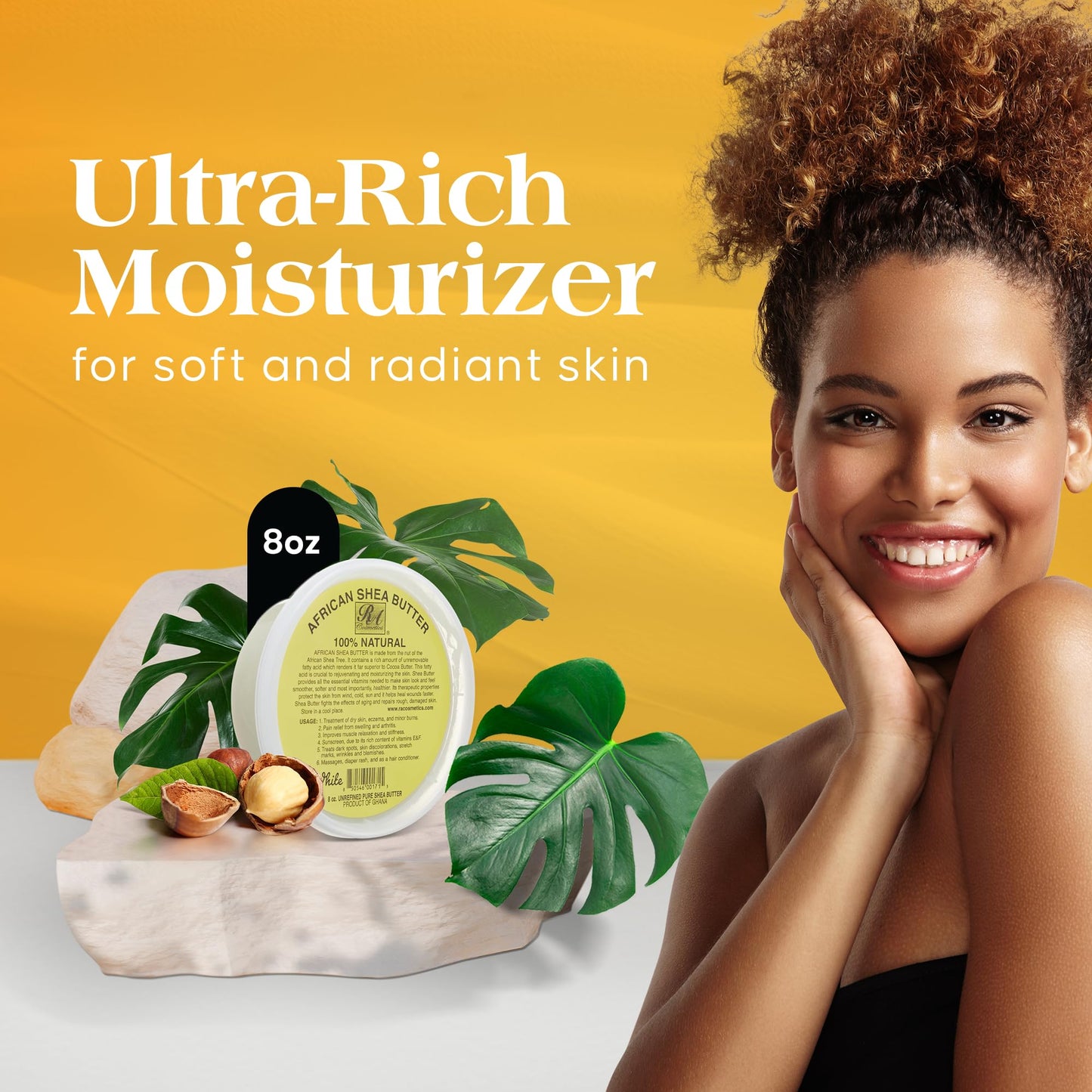 RA Cosmetics 100% Pure Shea Butter, Ivory 8oz – Natural Body Butter for Dry Skin, Wrinkles, Stretch Marks & Blemishes, Ultra-Rich Moisturizer