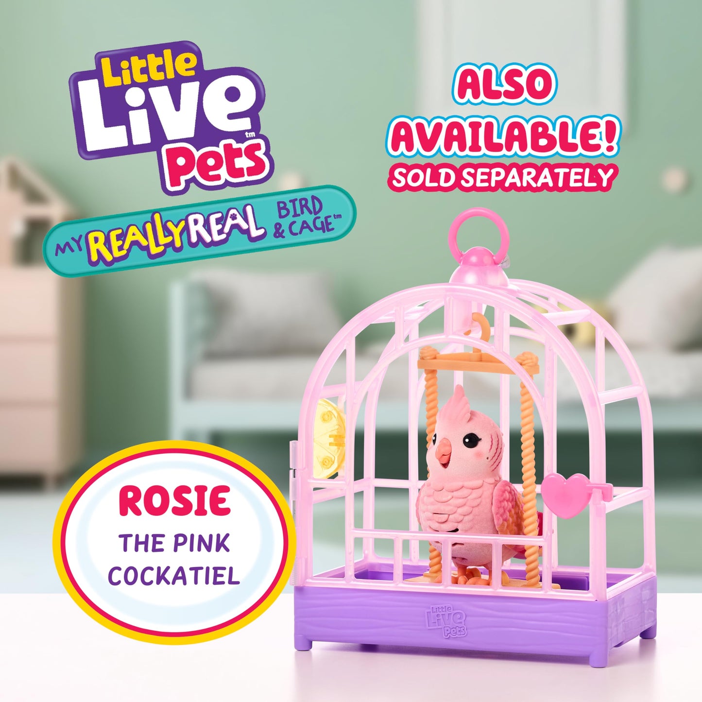 Little Live Pets My Really Real Talking Bird Toy & Cage - Indie, Interactive Voice Repeating Toy, 20+ Sounds & Reactions, Talking Toys for Kids 5-7