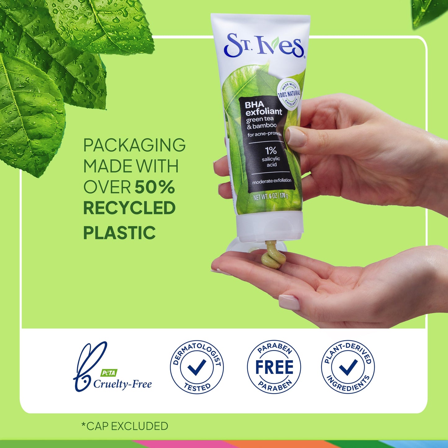 St. Ives Blackhead Clearing Green Tea Face Scrub – Salicylic Acid Acne Treatment, Unclogs Pores & Removes Blackheads, 6 oz