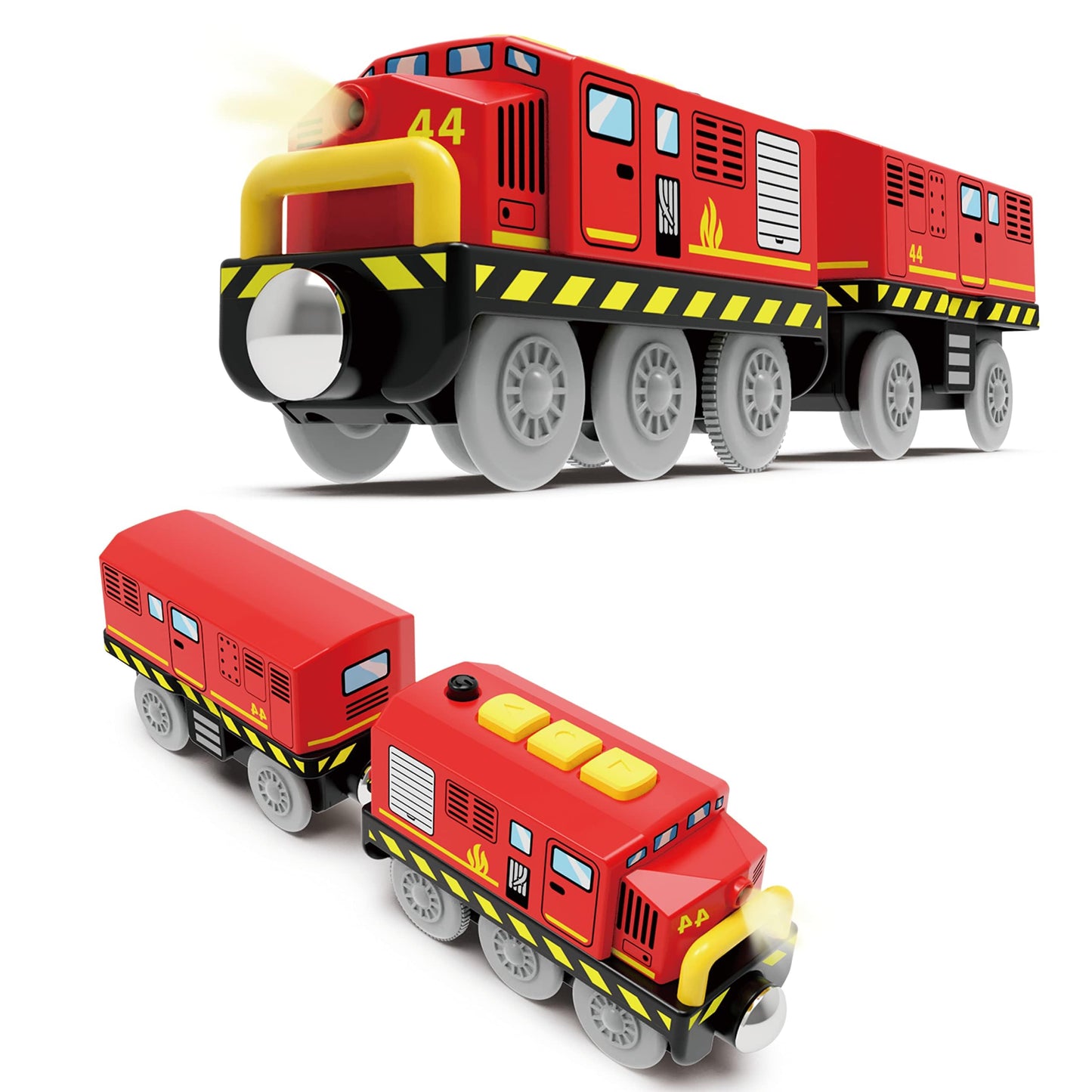 Battery Operated Locomotive Train for Wooden Tracks – Motorized Toy Train with Magnetic Connection, Compatible with Thomas, Brio, Chuggington & More