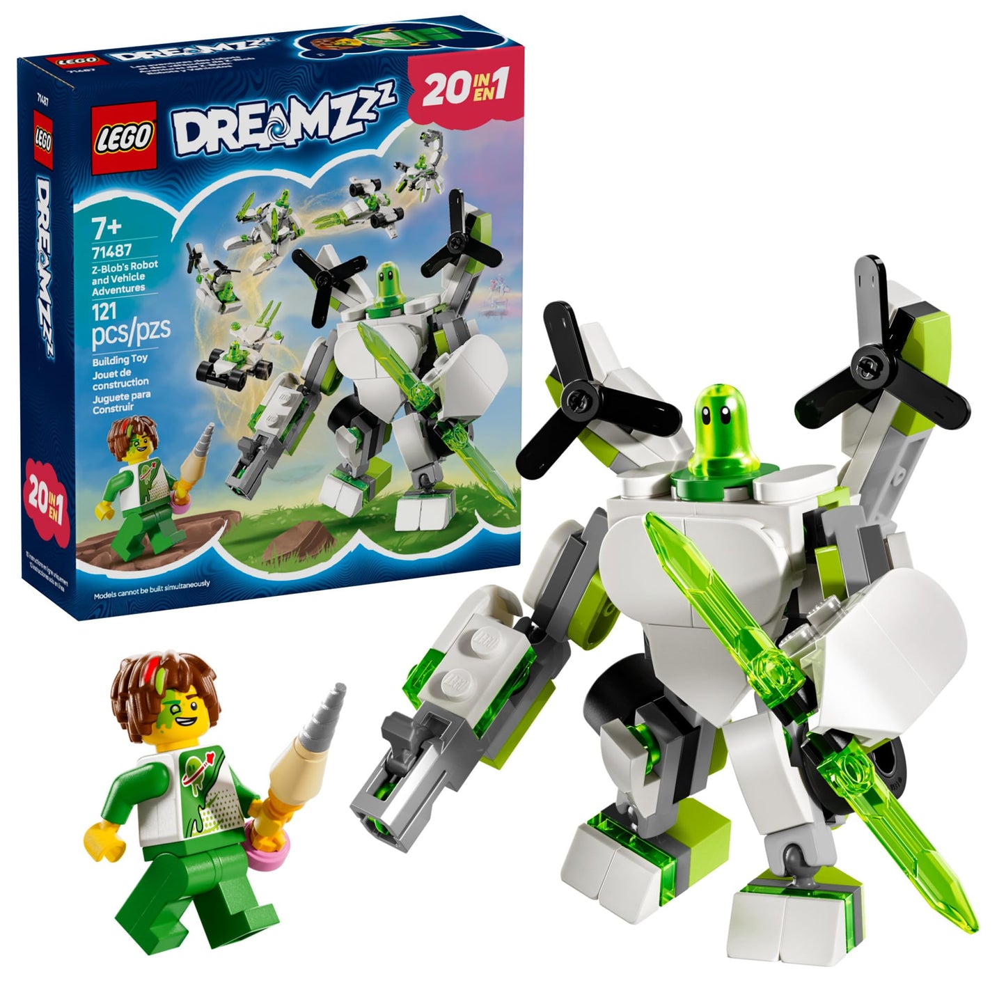 LEGO DREAMZzz Z-Blob Robot & Vehicle Adventures - Mech Suit Building Kit for Kids 7+, 19 Rebuild Options, Birthday Gift, 71487