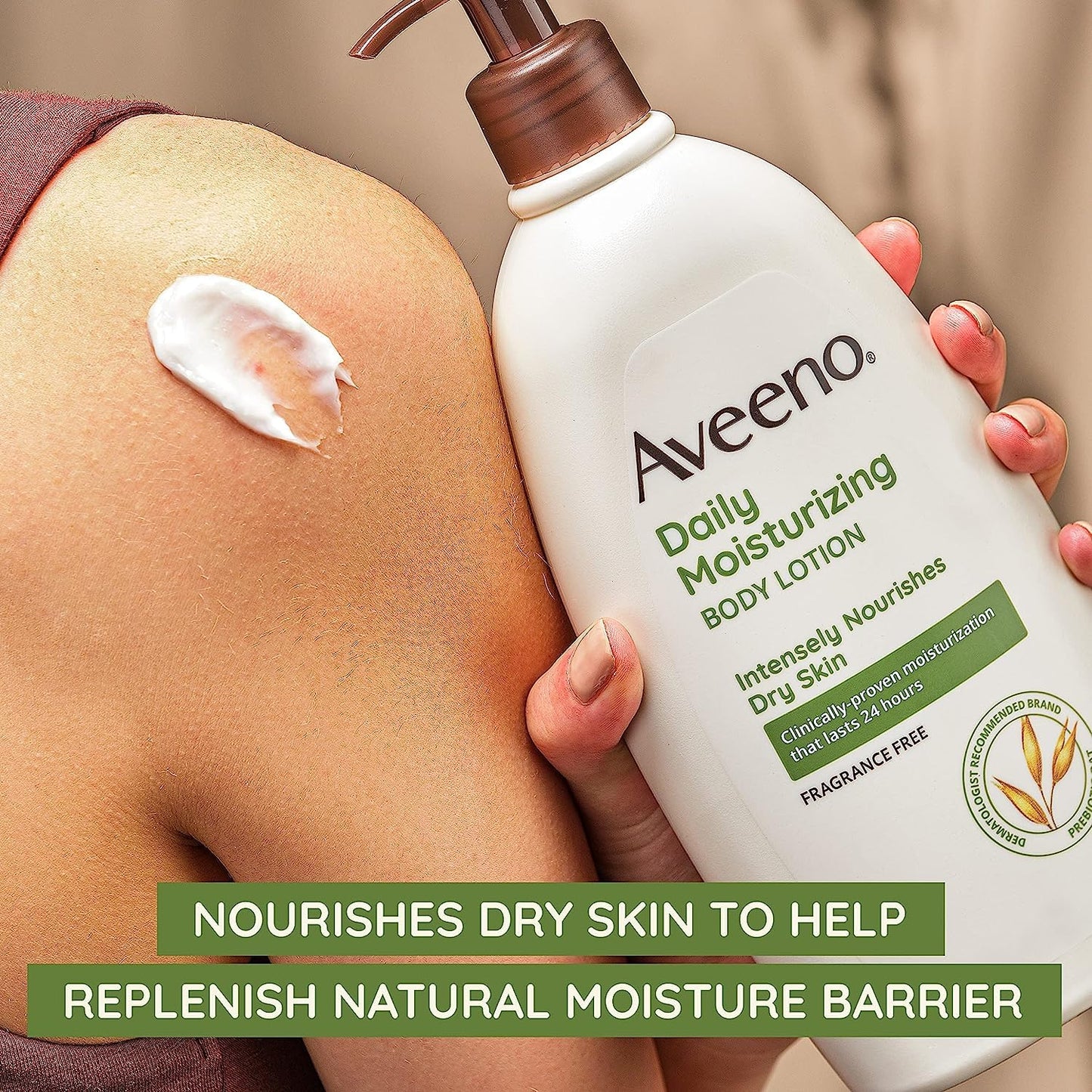 Aveeno Daily Moisturizing Body Lotion 18oz – Prebiotic Oat, Fragrance & Paraben Free, Non-Greasy, Non-Comedogenic, 72-Hour Hydration for Sensitive Skin